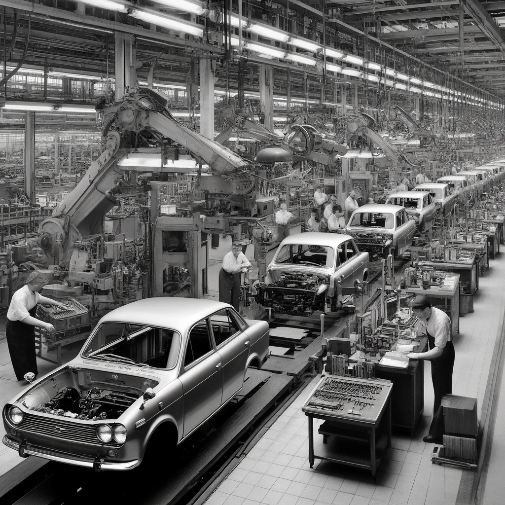 Car production factory illustration